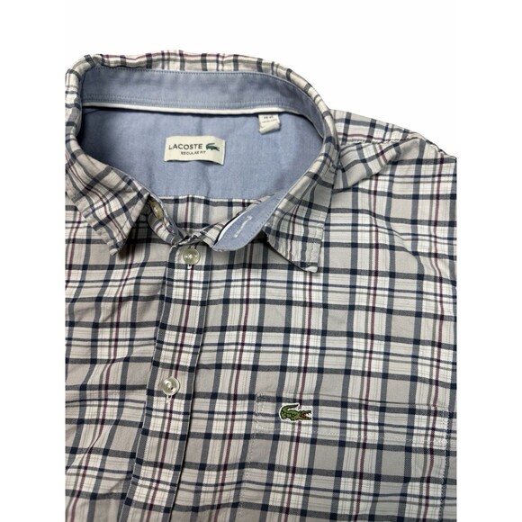 Lacoste Other - Lacoste Plaid Long Sleeve Button Down Shirt Mens Size 45 (XL-2XL) Cotton Casual
